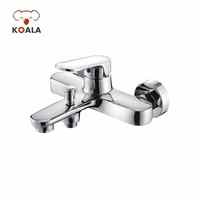Robinet de douche en laiton chromé poli, finition céramique, à poignée unique, 2 trous, 4 pouces, à montage en surface, durable et traditionnel pour salle de bain