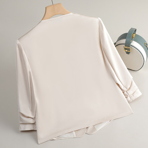 Women's Blazer Champagne Color Solid Long Sleeve Anti-Wrinkle Professional Suit Jacket For Office Wear - Product Image 2