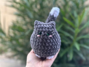 Animales <span class=keywords><strong>de</strong></span> Peluche Tejidos a Crochet para Bebés, Gato <span class=keywords><strong>de</strong></span> Peluche Suave y Regordete, <span class=keywords><strong>Juguete</strong></span> <span class=keywords><strong>de</strong></span> Gato Tejido con Hilo <span class=keywords><strong>de</strong></span> Chenilla - Product Image 5