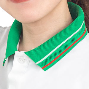 Short Sleeve <b>White</b> Polo <b>Shirt</b> with <b>Green</b> <b>Striped</b> Details Modern Fit Comfortable Cotton Blend for Everyday or Work Use - Product Image 5
