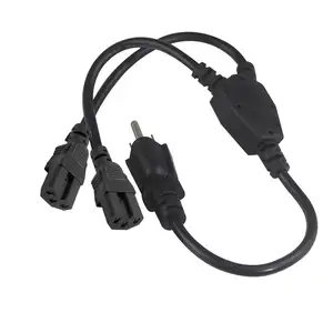 Power Cord Locking 2 Way Splitter Y Spliter Computer Double Extension Ac 14Awg Split Splitting Pdu Iec C15 To Nema 515P