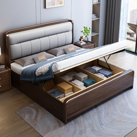 Lit en bois haut de gamme entièrement en bois massif 1,8 mètre Lit rembourré en cuir véritable Vente directe d'usine Lit de style chinois