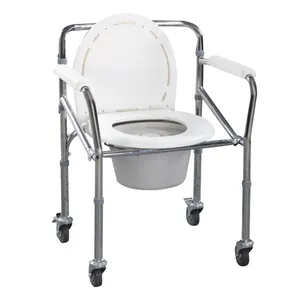 Silla de inodoro de baño de acero móvil para discapacitados, para uso doméstico, sillas de Hospital, equipo médico