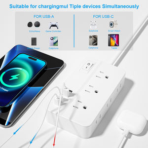 Regleta de alimentación de 17W con carga USB, 15A, 1875W, 6 tomas de CA (3/6), 4 puertos USB, protección contra sobretensiones ABS para oficina, escritorio, hogar, estudiantes - Product Image 5