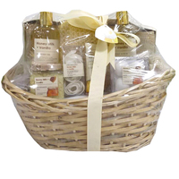 Coffret Cadeau Bain Luxe Femme : Bougie Parfumée, Panier Exfoliant, Lait de Chèvre, Essentiels Écologiques