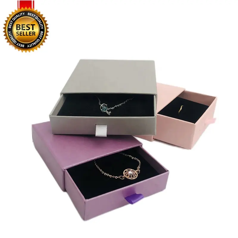 Customized Gold Logo Paper Cardboard Drawer Jewelry Box Packaging luxury Gift Boxes Earring Bracelet Ring Jewelry Necklace Box