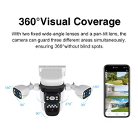 Nuevo diseño 9MP Tres lentes AI Smart Home Cámara IP de seguridad para exteriores Visión nocturna completa Alarma de detección de movimiento CMOS PTZ Cámara Wifi
