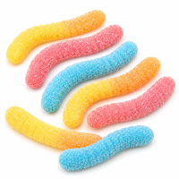 Groothandel Worm Gummy Candy Bedekte Zure Zoete Fruit Smaak Halal Fabriek Aangepaste OEM Private Label TIK TOK Bulk