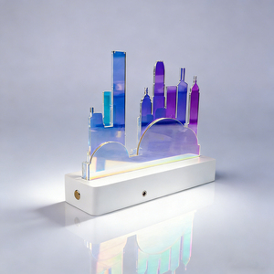 Lampe de nuit artistique en acrylique assemblée sur mesure, bâtiment urbain, support en acrylique, cadeau, présentoir de bureau, <span class=keywords><strong>puzzle</strong></span> urbain - Product Image 1
