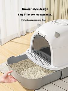 अतिरिक्त बड़े गंध-पृथक बिल्ली कूड़े बॉक्स अर्ध-संलग्न ड्रॉअर-प्रकार के स्पलैश-प्रूफ डिजाइन किली आपूर्ति टिकाऊ प्लास्टिक बनाया गया - Product Image 3