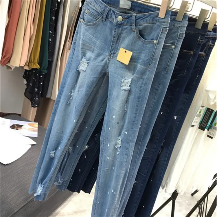 stock clothes wholesale denim long denim used pants mixed for woman mixed style jeans low price stock bulk sale