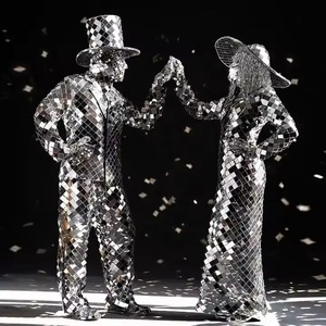 Costume de danse pour homme et <span class=keywords><strong>femme</strong></span> avec miroir argenté personnalisable pour scène de club et ballet inspiré du costume de <span class=keywords><strong>robot</strong></span> en verre pour chanteur de fête de bar - Product Image 4