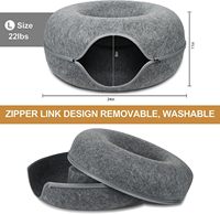 Matériau en feutre de haute qualité lit Tunnel pour chat de qualité supérieure Tunnel pour chat d'intérieur Peekaboo Cave avec fermeture à glissière de même couleur fournitures détachables pour animaux de compagnie
