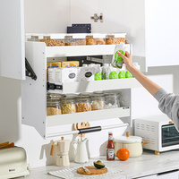 Armário de Parede Moderno para Cozinha de Hotel Eacha, Organizador Vertical Retrátil com Cesto, Multifuncional, 3 Prateleiras, 25cm de Profundidade, 45.2cm