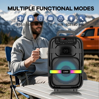 Altavoz Inalámbrico Portátil con Luces LED RGB, Bajos Potentes, Radio FM, Reproductor MP3, Micrófono Inalámbrico, para Fiestas, Exteriores y Computadora