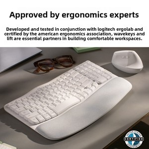 <span class=keywords><strong>Clavier</strong></span> d'ordinateur portable ergonomique sans fil <span class=keywords><strong>Logitech</strong></span> New Wave avec touches à membrane programmables, design non mécanique pleine taille - Product Image 4