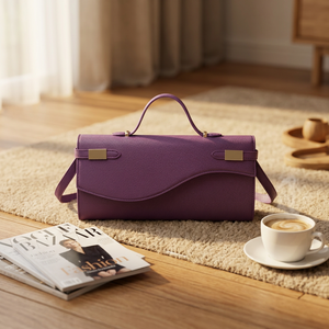 Bolso de Mano Tipo Clutch Morado de PU, Geométrico, Cuadrado, con Cierre de Botón, para Uso Diario y Nocturno - Product Image 5
