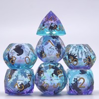 Lot de dés en résine à noyau liquide et sable mouvant, taillés en diamant de 18 mm, pour jeux de rôle de table DND
