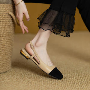 Sandales plates en cuir pour femmes, style mode, à bout couvert, chaussures plates pour dames et jeunes filles, fabrication OEM - Product Image 3