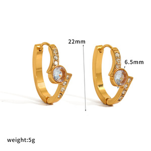 Fashion <b>Clip</b>-on Earrings Geometric Diamond Encrusted Stainless Steel Party Jewelry Te60687 Gn - Product Image 4