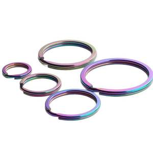 Llavero plano de acero inoxidable PVD pulido a espejo de 25 mm personalizado, llavero dividido duradero OEM a granel para llaves de coche - Product Image 1