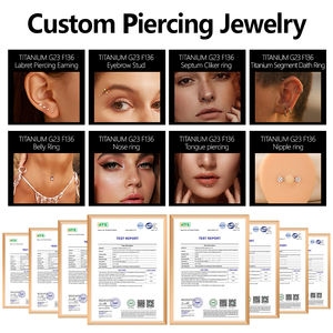 G23 Boucles d'oreilles filetées internes en titane Tragus Cartilage <span class=keywords><strong>Helix</strong></span> Daith Piercing Stud Double Line 9 CZ Labret Piercing Lip Ring 16G - Product Image 4