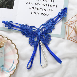 Seksi kelebek Crotchless açık kasık kız kadınlar Lady masaj inci külot bayanlar G-String iç çamaşırı ile Tanga külot - Product Image 3