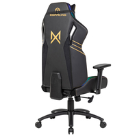 Chaise de bureau industrielle à dossier haut en cuir PU avec lumières LED RGB, fonction de refroidissement, accoudoirs 3D et base métallique pour le gaming