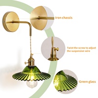 Applique Murale Vintage en Verre Vert Style Rétro pour Hôtels et Restaurants – Éclairage Décoratif de Luxe pour Villas et Ambiance Élégante