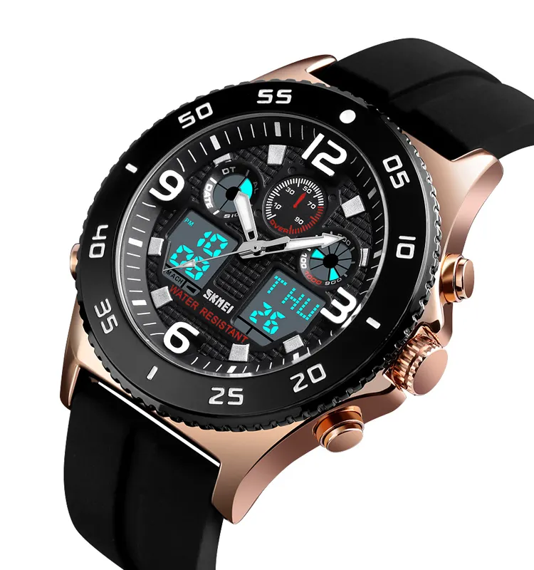 relogio estilo militar digital analog silicone watch for men sports type skmei 1538