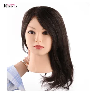 Rebecca Female Real Human Hair Mannequins PVC Hair Manikin Beautiful Training Heads Practice Mannequin Head Without Shoulders