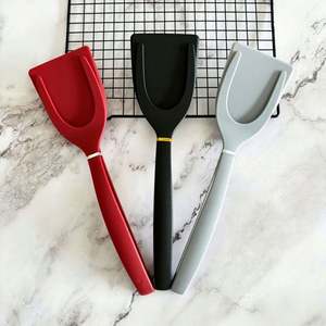 High Quality 2 in 1 Grip Flip Spatula Tongs <b>Silicone</b> Eco-Friendly Egg Clip Pancake Toast Omelette Overturned - Product Image 5