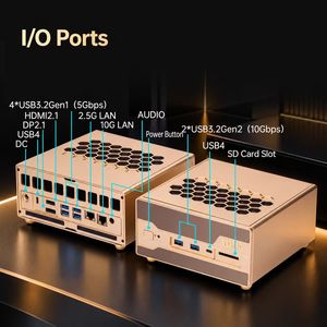 AMD Ryzen AI Max Plus PRO 495 Mini PC 192GB LPDDR5x 4x M2 NVMe SSD WiFi 7 Dual LAN 10G 2500M USB4 8K <strong>Desktop</strong> <strong>Computer</strong> - Product Image 1
