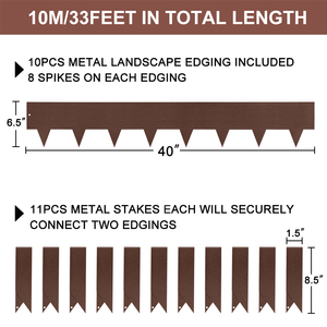 Customize 1.5mm Thick Galvanized Steel Powder Coated Landscape Edging Rust-Resistant Brown Metal Garden Border Lawn <b>Flower</b> Bed - Product Image 2