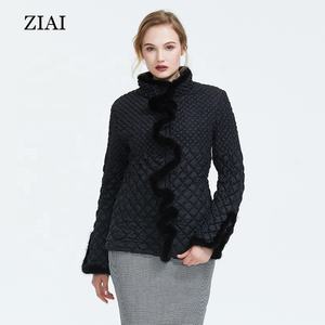 Vendita calda di moda calda giacca invernale imbottita in cotone corto con finta pelliccia giacche <span class=keywords><strong>invernali</strong></span> da donna - Product Image 1