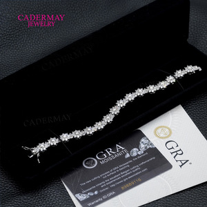 Cadermay Moissanite <b>Bracelet</b> S925 Silver <b>Flower</b> Shape Everyday Wear Unisex Jewelry - Product Image 3