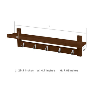 Nordic Style Wall Mounted Coat Rack Solid Wood Entryway <b>Hook</b> Key Rack Multipurpose Durable Retro Color Rectangle Shape - Product Image 3