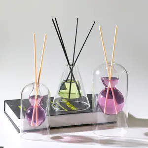 Wholesale Factory Decorative Room Matt Round Aroma Reed Diffuser Fragrances Small Flower Vase Glass Bottles And Jar
