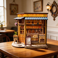 Kit de Casa de Muñecas en Miniatura de Madera 3D Personalizado al por Mayor, Modelo de Panadería con Luz LED y Juguetes Móviles para Adultos