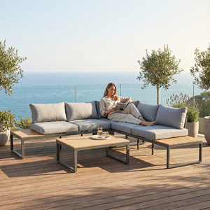 Ensemble <span class=keywords><strong>de</strong></span> canapés d'extérieur en aluminium moderne et durable, ensemble d'angle et <span class=keywords><strong>de</strong></span> conversation, meubles <span class=keywords><strong>de</strong></span> <span class=keywords><strong>jardin</strong></span>, patio, hôtel, cour - Product Image 2