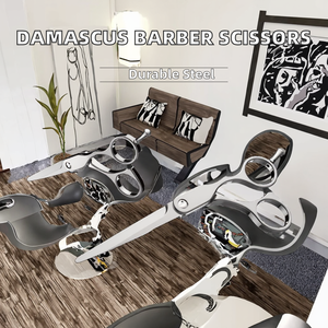 5.5 Inch LH-02 NEPURLson Japan 440C Stainless Steel Damascus New Fashion Design Beauty Barber <b>Thinning</b> Flat Tooth <b>Hair</b> <b>Scissors</b> - Product Image 2