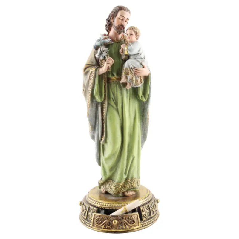 Estatueta do saint joseph da resina personalizada, figura católica artesanal, estatueta religiosa