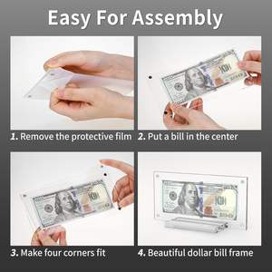 Marco de exhibición de billetes de dólar de acrílico al por mayor, soporte transparente de plexiglás con base para billetes de banco para negocios minoristas - Product Image 3
