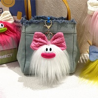 Porte-clés monstre de dessin animé mignon Kawaii fausse fourrure pompon flurry voiture moche peluche poupée jouet pendentif peluche sac sac à main breloque pour enfants