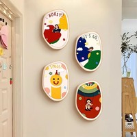 Décoration Murale Florale Colorée en Dessin Animé avec Support en Bois pour Salon, Chambre d'Enfants Vibrante, Peinture Amusante pour Fond de Canapé