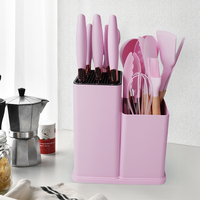 Nouvel ensemble d'ustensiles de cuisine en bois et silicone – Spatules et cuillères pour la cuisson