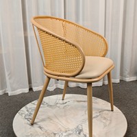 Fauteuil TB22 en rotin tressé style nordique rustique, avec pieds en métal, rembourré et durable, idéal pour la maison, le bureau ou le bar – Prix direct de gros