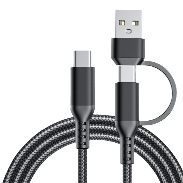 2 in 1 USB a to Type C Weaving Nylon Braided Fast Charging Data Line Cable