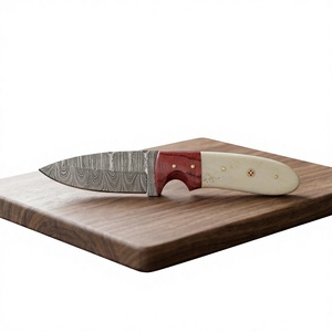Cuchillo de Hoja Fija con Punta de Gota de Acero de Damasco, Mango Colorido, Personalizable, Fácil de Transportar, Garantía de 3 Años para Caza y Camping - Product Image 4