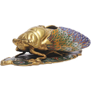 Presse-papiers en cuivre émaillé cloisonné motif cigale, décoration traditionnelle pour bureau et maison, cadeau - Product Image 4